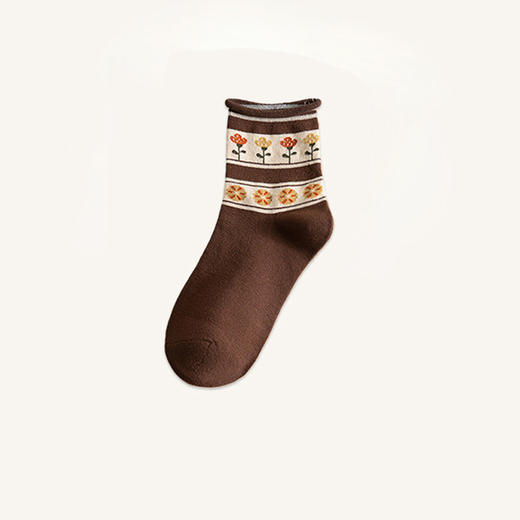 【碎花复古四季袜】袜子女秋冬中筒袜春秋棉袜吸汗袜棉袜复古四季女生袜 商品图7