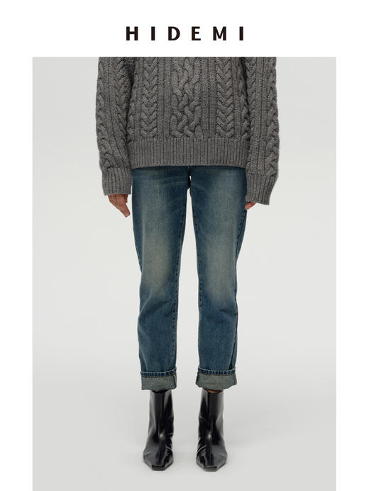 HIDEMI 多重水洗复古做旧感小脚牛仔裤 商品图0