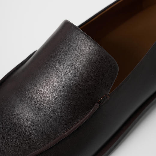 ROMI STUDIO“复古英伦”蜡感牛皮油边粗跟*复古乐福鞋 448BS048 商品图3