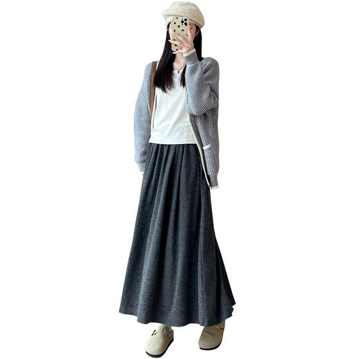 「秋冬新款！云朵糯米半身裙」山本糯米裙女秋冬款高腰显瘦a字半身裙中长款针织大摆裙裙子 商品图4