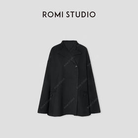 ROMI STUDIO“棕标甄选”*山羊绒绒面短款宽松毛呢外套 431WS364