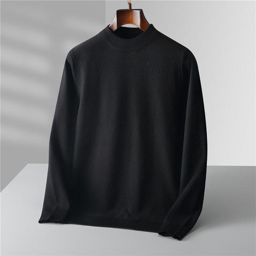 【新款DBJ】大依优型大码菱形提花圆领毛衣中厚款针织衫毛衫休闲加肥加大男士胖子大码内搭上衣打底衫 商品图1