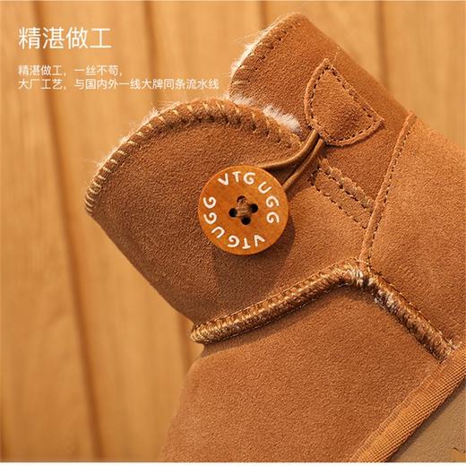 特价亲子款时尚牛皮儿童皮毛一体雪地靴男女大中小童鞋棉鞋保暖雪地靴22-40码 商品图4