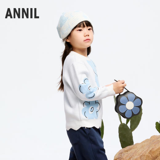 女童超柔全棉圆领毛衣冬季新款安奈儿童装实体店同款XG444585 商品图2