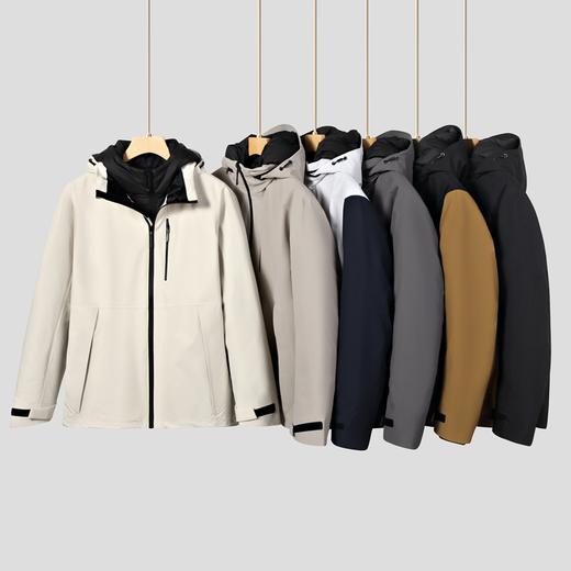 【三合一】【90白鸭绒】【新款DK】大依优型大码连帽羽绒服两件套外套90白鸭绒羽绒男宽松加肥加大码上衣男士胖子休闲商务 商品图9