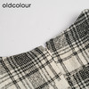 oldcolour秋冬款黑白格子连衣裙V领设计感气质中长裙GL32103842 商品缩略图4