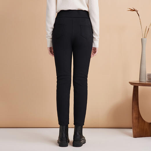 EITIE爱特爱冬季新款高腰显瘦黑色百搭通勤保暖羽绒休闲裤D2405403 商品图4