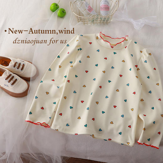 买1送1 秋季新款A类女童花边打底衫韩版儿童女宝打底衫童装 商品图4