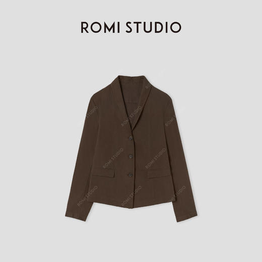ROMI STUDIO“棕标甄选” 莱赛尔棉混纺砂洗雾面西装外套 441WL007 商品图0