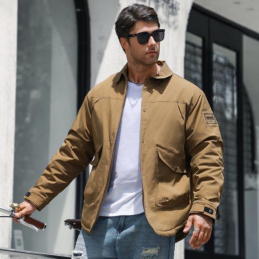 【新款DK】大依优型大码男装连帽棉衣防水户外翻领棉服衬衫领夹克加肥加大休闲夹克胖子外套上衣 商品图0