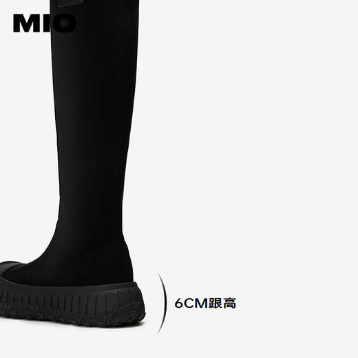 MIO米奥冬季圆头厚底弹力靴袜靴百搭增高瘦瘦靴长筒靴女M245842507 商品图4