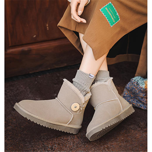 特价亲子款时尚牛皮儿童皮毛一体雪地靴男女大中小童鞋棉鞋保暖雪地靴22-40码 商品图14