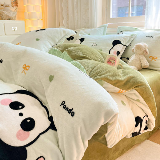 牛奶绒四件套小清新冬季保暖加厚珊瑚绒法莱绒被套床单三件套批发 商品图7