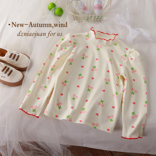 买1送1 秋季新款A类女童花边打底衫韩版儿童女宝打底衫童装 商品图3