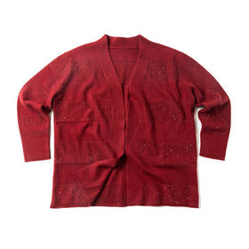 100%羊毛 小金片装饰宽松中长款开衫