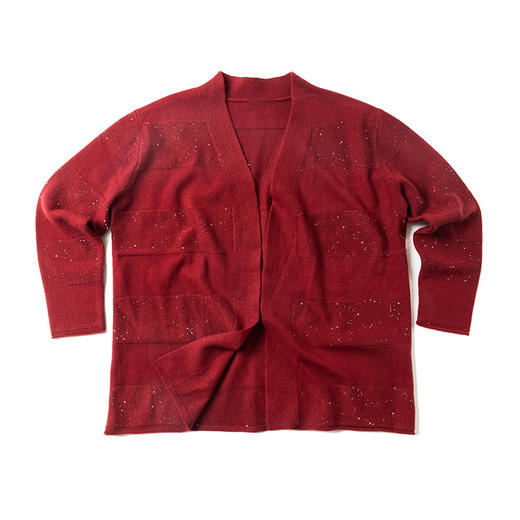 100%羊毛 小金片装饰宽松中长款开衫 商品图0