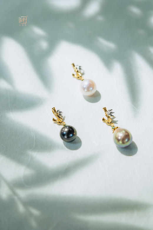 18K金竹韵精品珍珠吊坠 商品图0