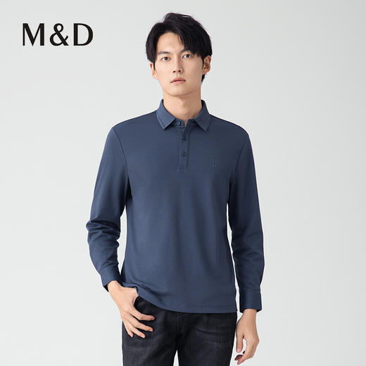 【名盾】无缝衬衫领长袖Polo衫，立体有型，桑蚕丝混纺面料，更柔软舒适，透气干爽M0CL11695B 商品图1