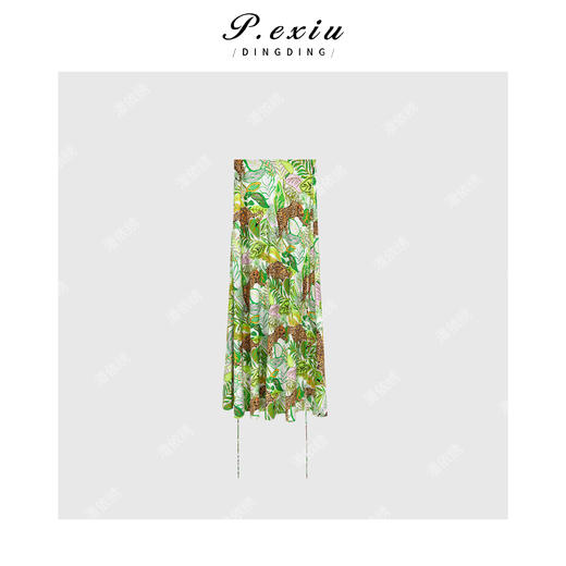 03-3潘依绣丁丁宠粉福利植物印花秀场高级大裙摆半身裙Q5966 商品图0