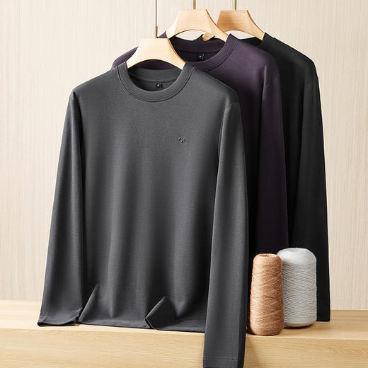 【新款DPF】大依优型大码长袖T恤圆领休闲加肥加大上衣男士胖子体恤打底 商品图0