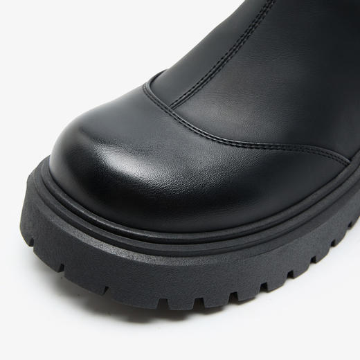 西遇黑色长筒靴女新款秋冬显瘦不过膝长靴小个子厚底高筒靴子D3947693 商品图5