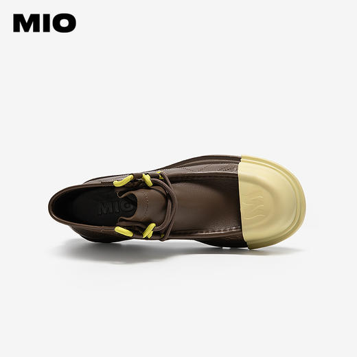 MIO米奥冬季牛皮革时尚潮流高帮鞋撞色设计圆头鞋子女M245641911 商品图3