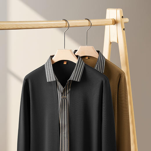 【假两件】【新款DDP】大依优型大码男士假两件衬衫长袖卫衣商务休闲上衣加肥加大胖子舒适 商品图2