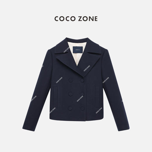 COCO ZONE 法式短款时尚西装外套双排扣翻领上衣 24C10049 商品图0
