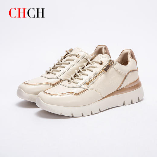CHCH平衡鞋2024新款专柜正品运动休闲皮鞋侧拉链时尚设计女鞋 商品图0