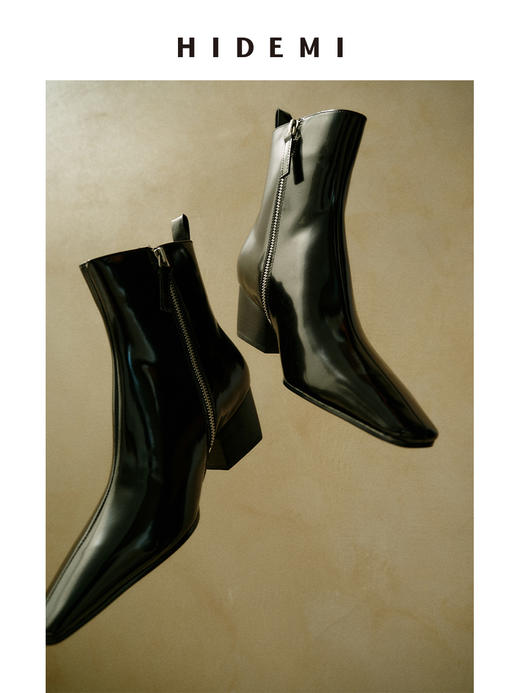 HIDEMI【赵丽颖同款】经典方尖头系列切尔西厚底方跟短靴踝靴 商品图1