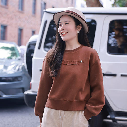 棉质圆领卫衣女秋冬季 设计感小众套头卫衣 商品图4