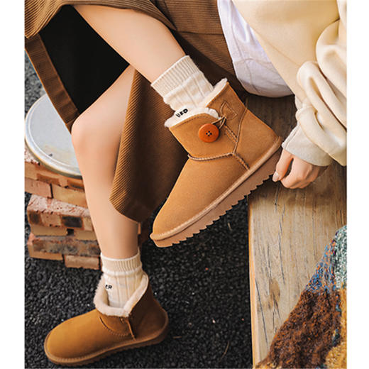 特价亲子款时尚牛皮儿童皮毛一体雪地靴男女大中小童鞋棉鞋保暖雪地靴22-40码 商品图11