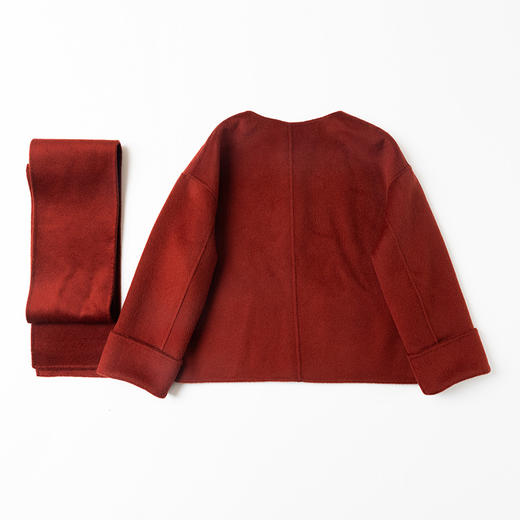 100%羊毛安哥拉红围巾款大衣 商品图4