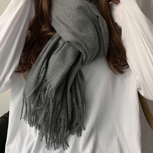 【冬季必备！羊毛羊绒围巾女】冬季纯色新款白色披肩围巾秋冬男士仿羊绒围巾，为你的衣橱增添时尚必备单品。ry 商品图2