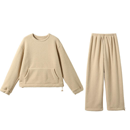【暖绒绒加厚睡衣】秋冬简约套头家居服 可外穿双面绒休闲保暖睡衣套装 商品图4