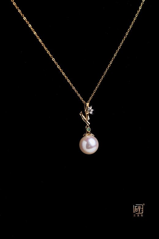 18K金竹韵精品珍珠吊坠 商品图2