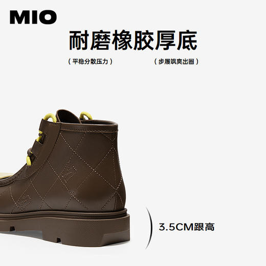MIO米奥冬季牛皮革时尚潮流高帮鞋撞色设计圆头鞋子女M245641911 商品图4