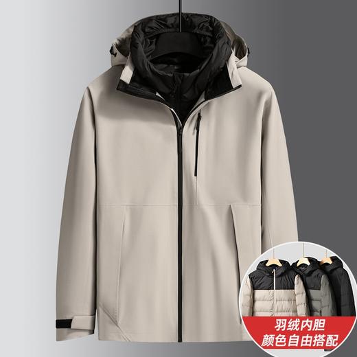 【三合一】【90白鸭绒】【新款DK】大依优型大码连帽羽绒服两件套外套90白鸭绒羽绒男宽松加肥加大码上衣男士胖子休闲商务 商品图3