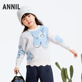 女童超柔全棉圆领毛衣冬季新款安奈儿童装实体店同款XG444585