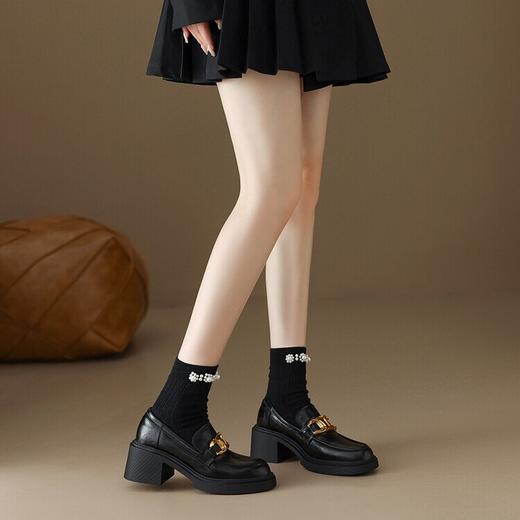 【预售5天】厚底英伦风乐福鞋新款一脚蹬黑色单鞋女粗跟小皮鞋女MLJ&C19 商品图4