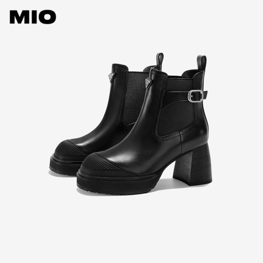 MIO米奥冬季复古拼接圆头厚底时装靴百搭短靴时尚靴子女M245642304 商品图2