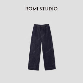 ROMI STUDIO“原味丹宁”100长绒竹节棉绳染洗水阔腿牛仔裤431XS107