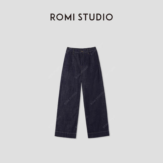 ROMI STUDIO“原味丹宁”100长绒竹节棉绳染洗水阔腿牛仔裤431XS107 商品图0
