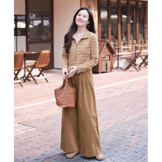 休闲显瘦老钱风 拉链设计针织双面短款卫衣 商品图3