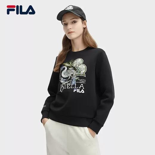 3件4折【自营】FILA/斐乐  ×V&A联名系列斐乐女子针织套头衫2024春季新款时尚刺绣卫衣 F11W418217FBK 商品图1