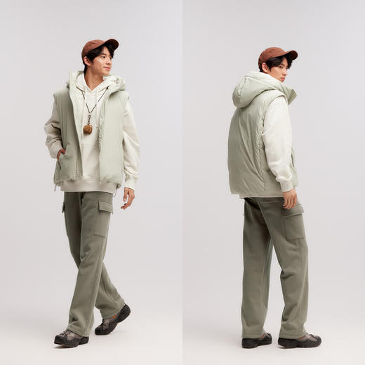 森马羽绒马甲男三防外套宽松连帽冬新款叠穿纯色百搭无袖上衣 商品图3