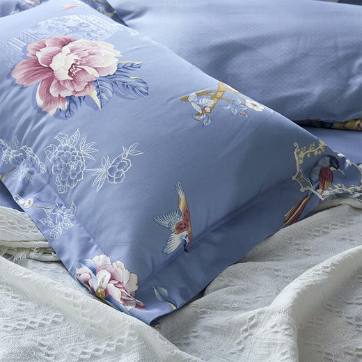 【纯棉】富安娜床品纯棉床单四件套/柳若浮烟/标准/蓝2.0*2.3  XHR 商品图1