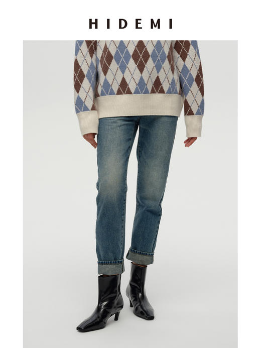 HIDEMI 多重水洗复古做旧感小脚牛仔裤 商品图2