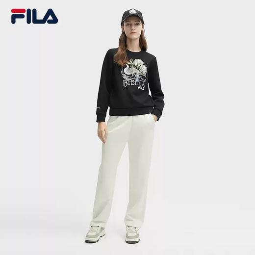 3件4折【自营】FILA/斐乐  ×V&A联名系列斐乐女子针织套头衫2024春季新款时尚刺绣卫衣 F11W418217FBK 商品图2