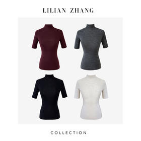 LILIAN ZHANG 秋冬定制—扬子纱、半高领中袖羊毛套衫打底衫2408005